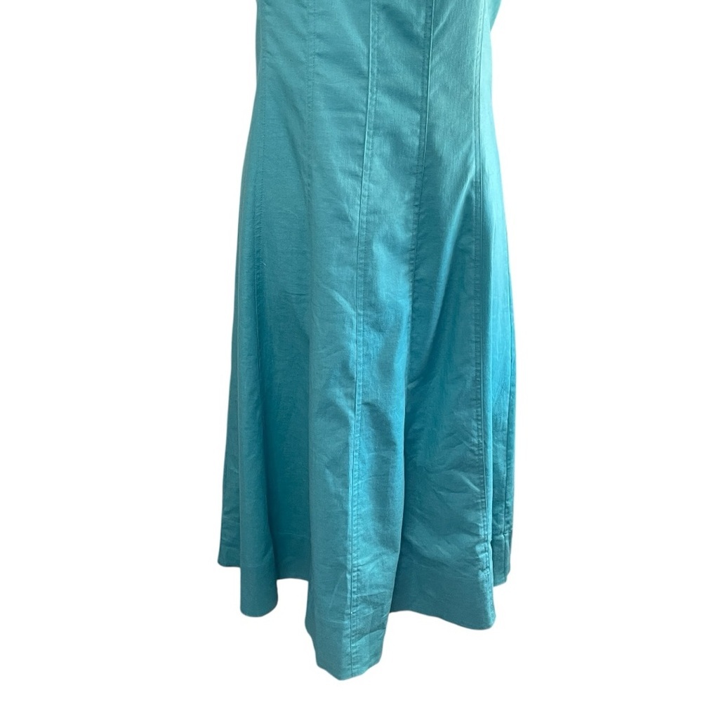 ❌SOLD❌BANANA REPUBLIC Linen Blend Midi Dress in Aquamarine, Size 18 - Picture 4 of 12